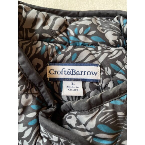 Croft & Barrow Womens Quilted Vest L Blue & Gray Floral Pattern - Picture 3 of 8